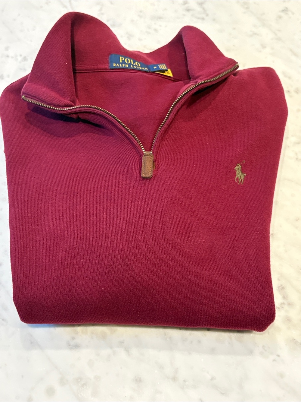 Like New, Ralph Lauren, Estate-Rib Quarter-Zip Pullover, Classic Wine, Size Med - Picture 2 of 11